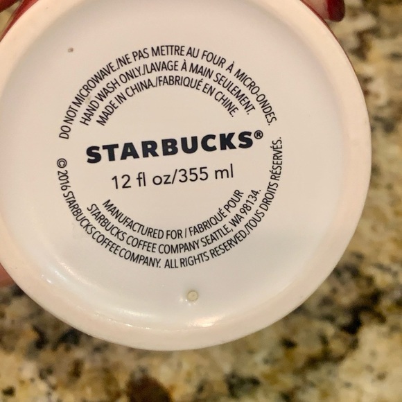 Starbucks Coffee Travel Mug Red 2016 Ceramic Tumbler 12 FL Oz-never used - Picture 4 of 4